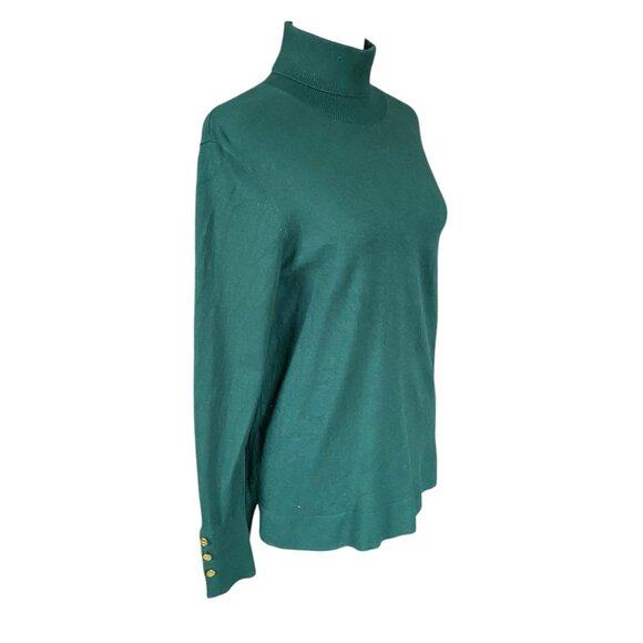 IMAN dark green long sleeve stretchy pullover turtleneck top women's size medium - Picture 2 of 8
